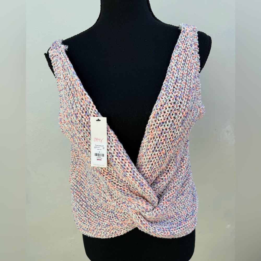 NWT  Pastel Knit Twist Front Tank Soft Girl Cozy